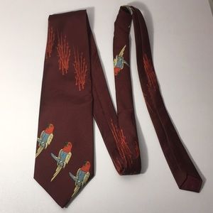 Jean Claude Vidal parrot necktie, burgundy wide